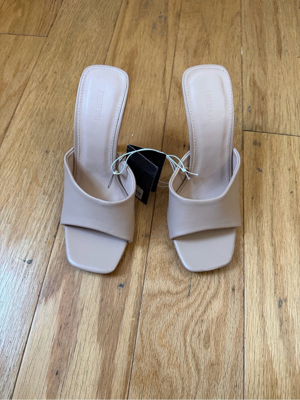 Forever 21 Blush Square-Toe Slide Heeled Mules